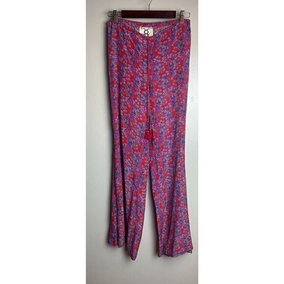 Figue Red Floral Silk Drawstring Pants Sz. XS - Picture 2 of 6
